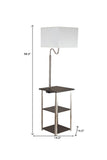58" Steel Tray Table Floor Lamp With White Square Shade