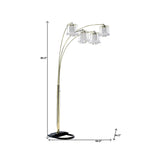 84" Gold Four Lights Tree Floor Lamp With Clear Chandelier Shade