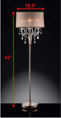 62" Steel Three Light Candelabra Floor Lamp With Silvery Pink Drum Shade