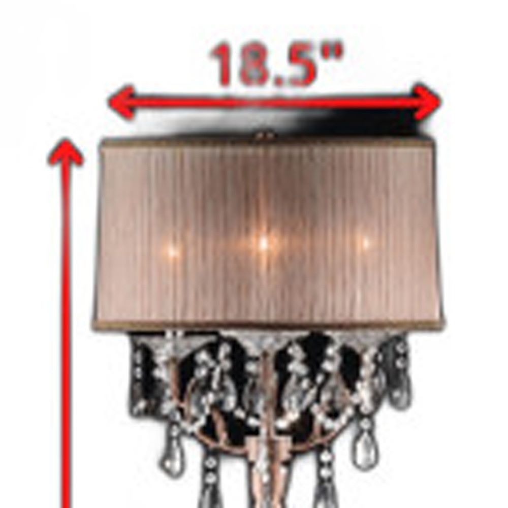 62" Steel Three Light Candelabra Floor Lamp With Silvery Pink Drum Shade