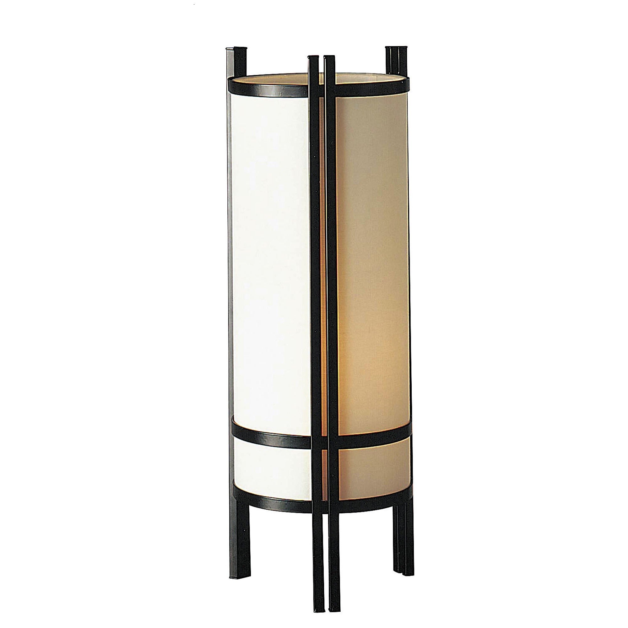 24" Black and Off White Cylinder Bedside Table Lamp