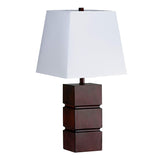 27" Brown Bedside Table Lamp With White Shade