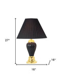 27" Gold Ceramic Bedside Table Lamp With Black Empire Shade