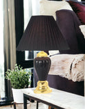 27" Gold Ceramic Bedside Table Lamp With Black Empire Shade