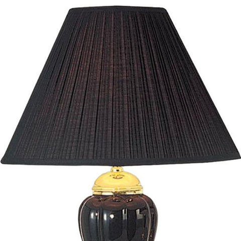 27" Gold Ceramic Bedside Table Lamp With Black Empire Shade