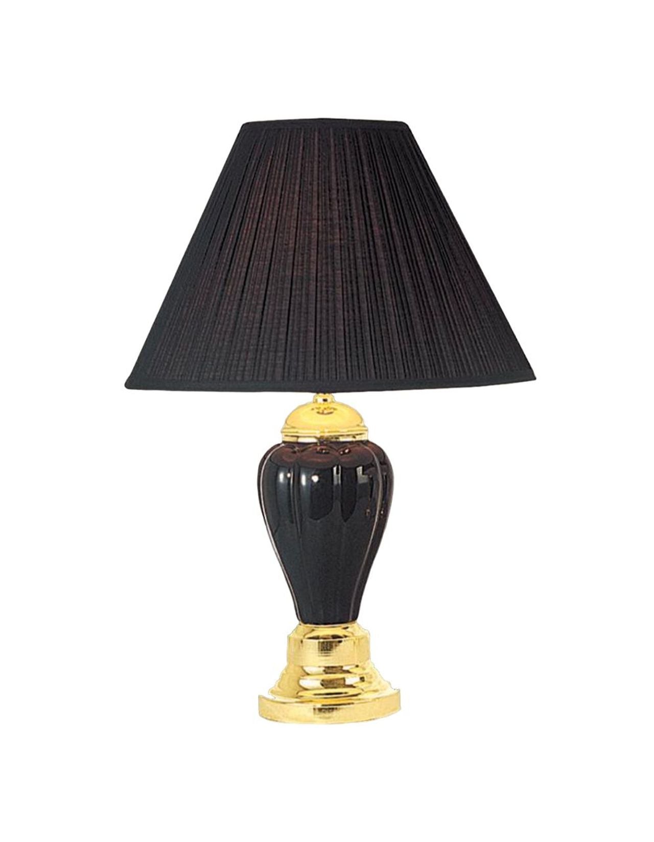 27" Gold Ceramic Bedside Table Lamp With Black Empire Shade