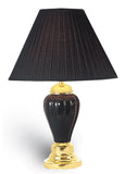 27" Gold Ceramic Bedside Table Lamp With Black Empire Shade