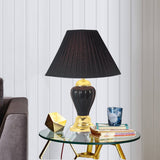 27" Gold Ceramic Bedside Table Lamp With Black Empire Shade