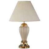 27" Gold Ceramic Bedside Table Lamp With Black Empire Shade