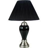 27" Black Ceramic Bedside Table Lamp With Black Shade