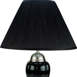 27" Black Ceramic Bedside Table Lamp With Black Shade