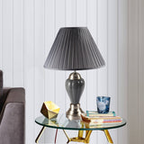 27" Gray Metal Bedside Table Lamp With Gray Shade