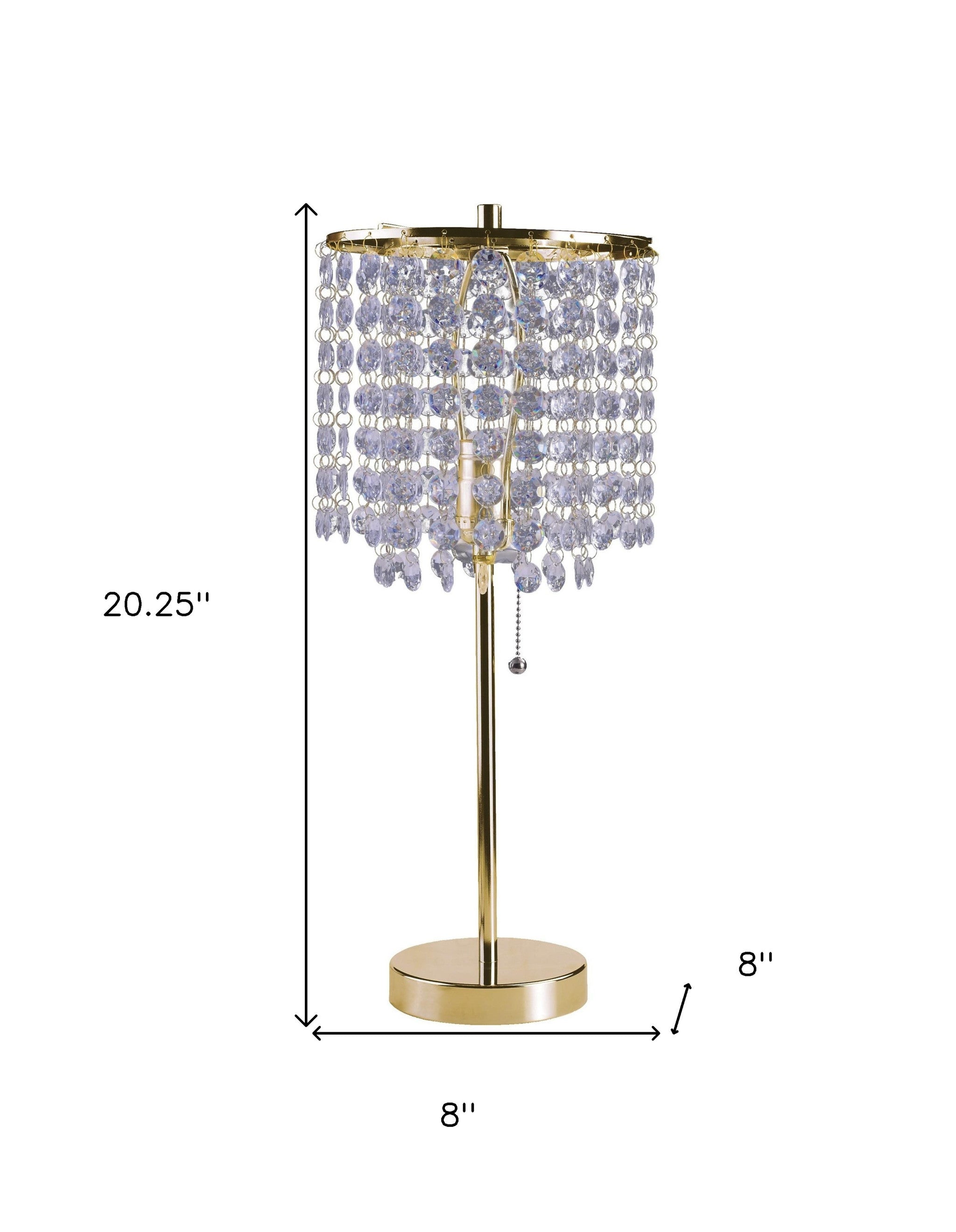 20" Gold Metal Bedside Table Lamp With Clear Drum Shade