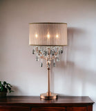 32" Clear and Rose Gold Faux Crystal Accent Table Lamp