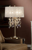 33" Gold Metal Four Light Bedside Table Lamp With Gold Shade