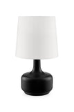 17" Black Metal Bedside Table Lamp With White Shade