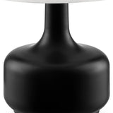 17" Black Metal Bedside Table Lamp With White Shade