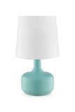 17" Blue Metal Bedside Table Lamp With White Shade