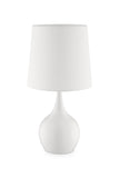 24" White Metal Bedside Table Lamp With Off-White Shade