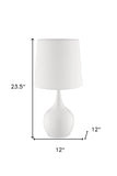 24" White Metal Bedside Table Lamp With Off-White Shade