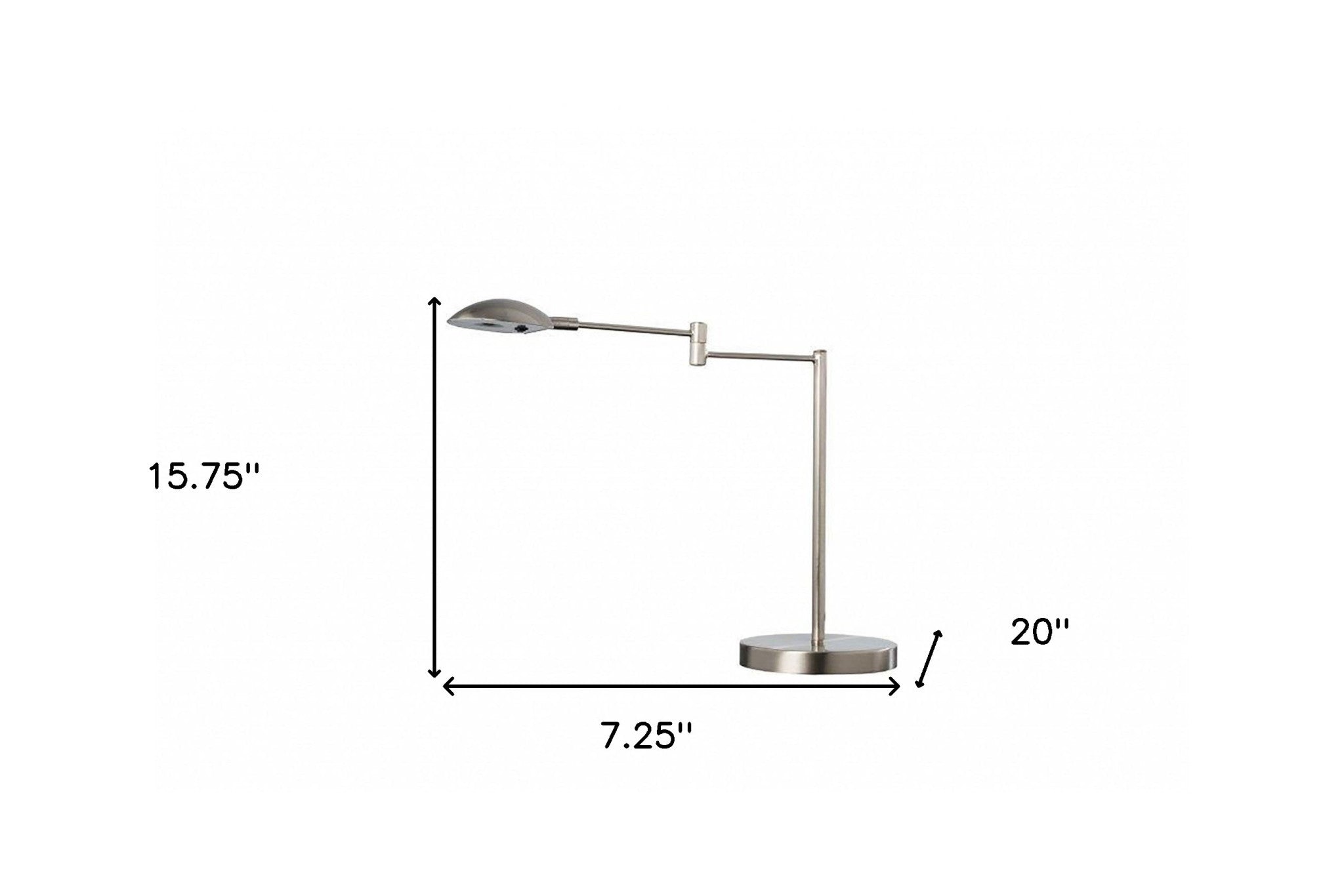 16" Silver Metal Desk Table Lamp With Silver Shade