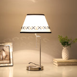 20" Silver Bedside Table Lamp With Off White Empire Shade