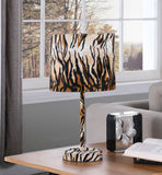 19" Brown And Black Bedside Table Lamp With Brown And Black Drum Shade