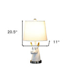 21" Silver Bedside Table Lamp With White Empire Shade