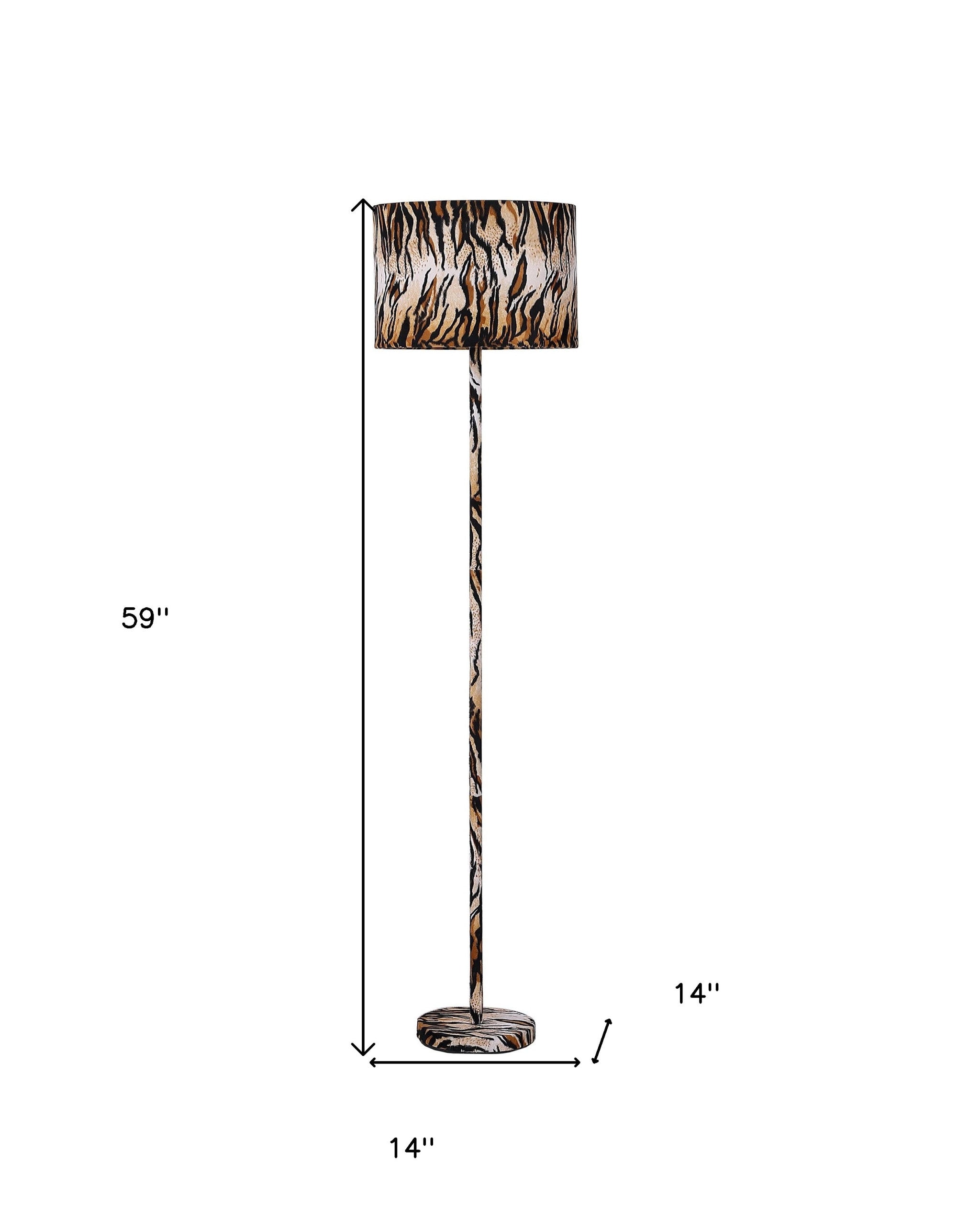 59" Brown And Black Bedside Table Lamp With Brown And Black Drum Shade