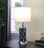 24" Silver Bedside Table Lamp With White Drum Shade