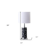 24" Silver Bedside Table Lamp With White Drum Shade