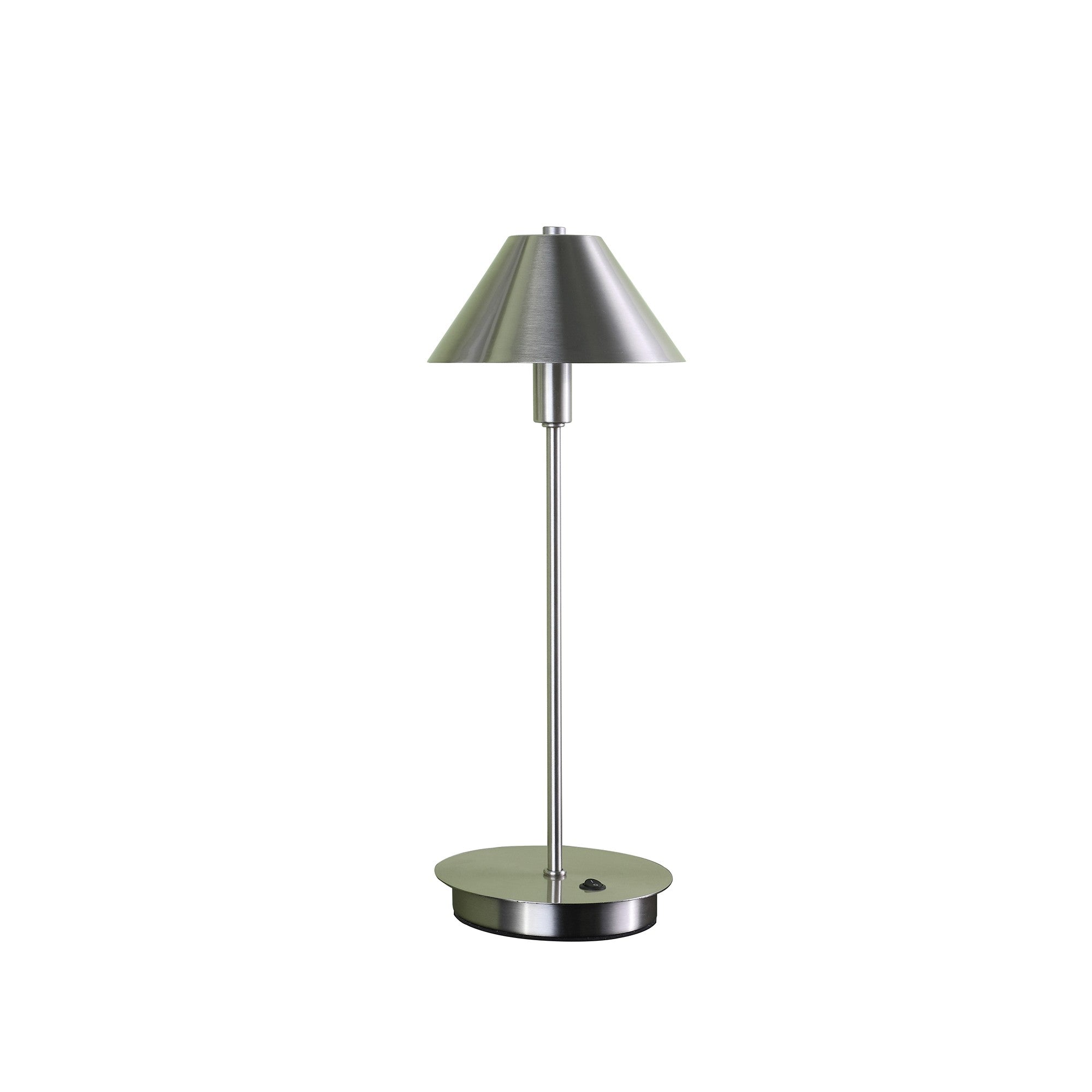 18" Silver Metal Bedside Table Lamp With Silver Cone Shade