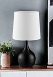 24" Black Metal Bedside Table Lamp With White Shade