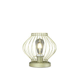 10" Gold Bedside Table Lamp With Gold Cage Shade