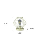 10" Gold Bedside Table Lamp With Gold Cage Shade