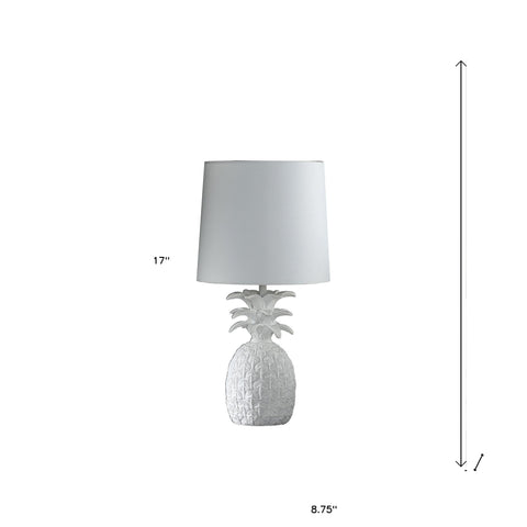 17" White Bedside Table Lamp With White Empire Shade