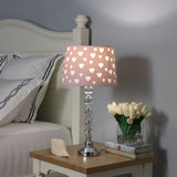 22" Crystal With Pink And White Dot Shade Table Lamp