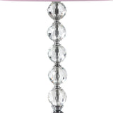 22" Crystal With Pink And White Dot Shade Table Lamp