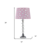 22" Crystal With Pink And White Dot Shade Table Lamp