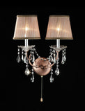 Silver and Pink Faux Crystal Dual Light Hanging Wall Sconce