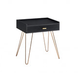 24" Gold And Black End Table With Drawer