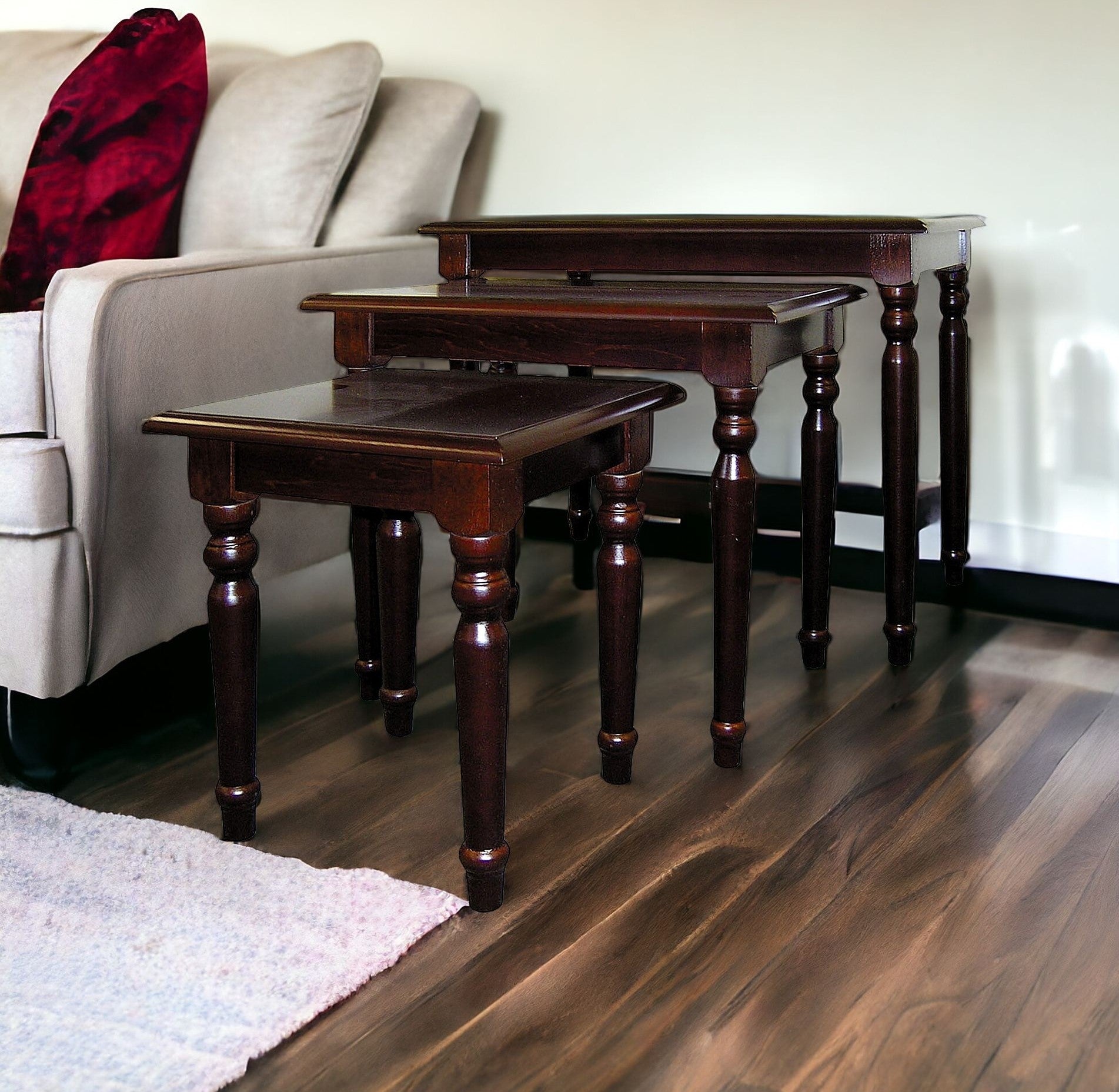 Set of Three 19" Brown Nested Tables