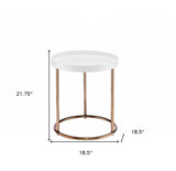 22" Copper And White Round End Table