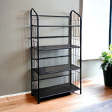 Black Four Shelf Metal Standing Book Shelf