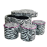 28" Black And White Polyester Blend Specialty Animal Print Storage