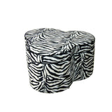 28" Black And White Polyester Blend Specialty Animal Print Storage