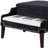 Black Velour Baby Grand Piano Storage Bench