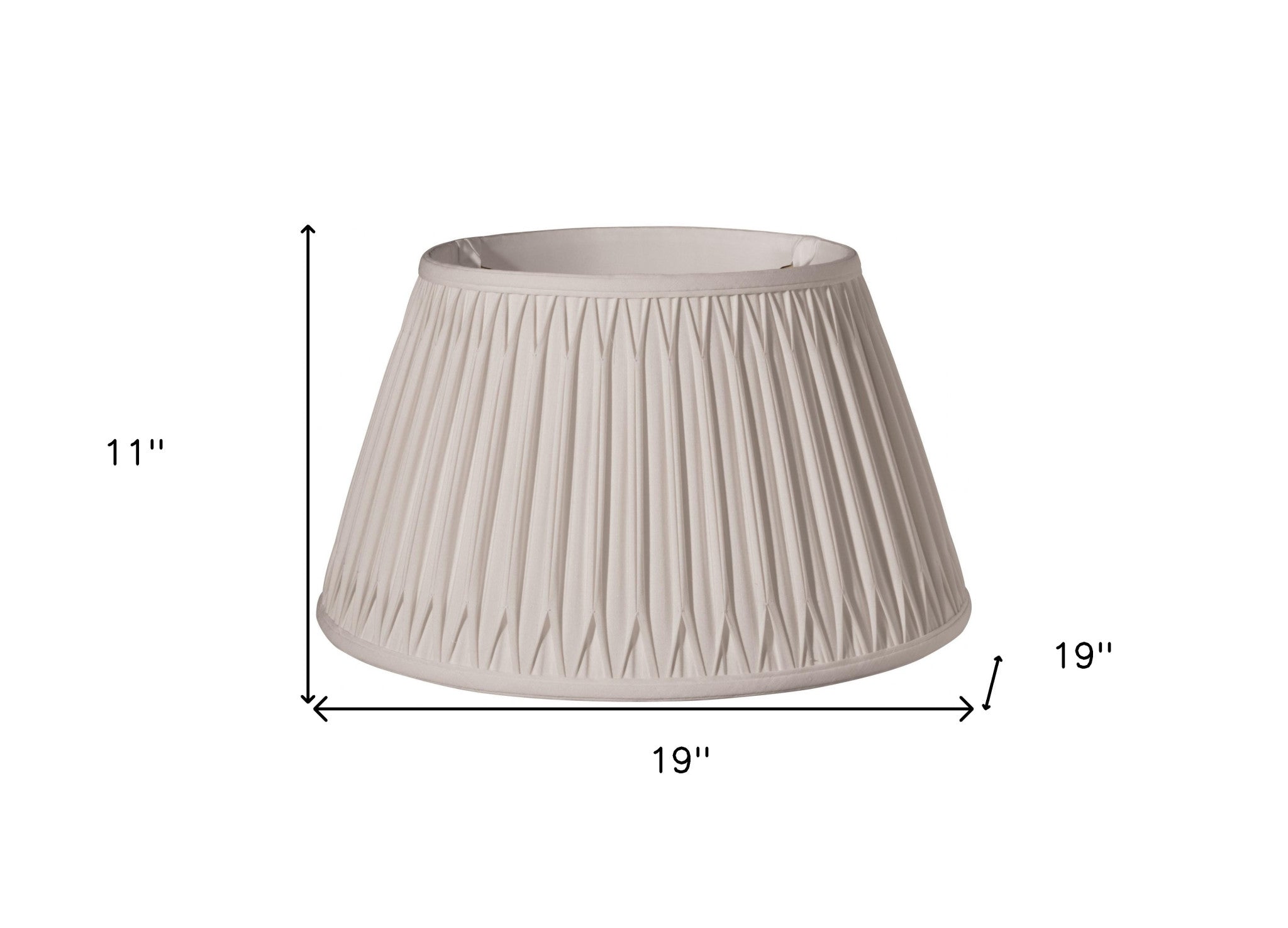 19" Cream Shallow Drum Smocked Shantung Lampshade