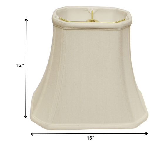 16" White Slanted Rectange Bell Monay Shantung Lampshade