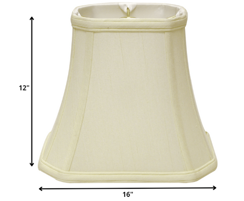 16" Ivory Slanted Rectangle Bell Monay Shantung Lampshade